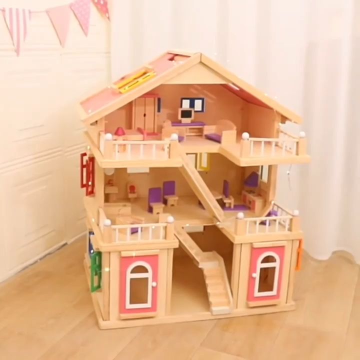 Kids Wooden Dollhouse Toys For Boys Pretend Play Toys Girls Toys ...