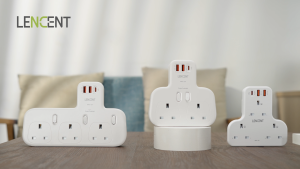 LENCENT Surge Protected 3 Way Plug Extension with PD 20W USB-C & 2 USB-A QC 3.0 Multi Plug Adaptor UK with Individual Switches Plug Extender Wall Socket for Surge Protection 13A 3250W Surge Protector
