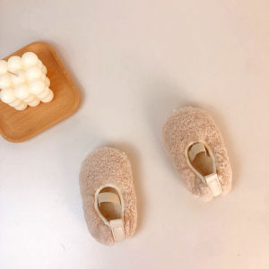 Korean Style Autumn Winter Fur Shoes Soft Bottom Baby Shoes Boys Girls 100 Day Walking Shoes Cotton Shoes Princess Shoes