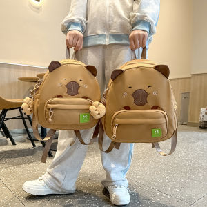 Cute Capybara Backpack Casual Dual Shoulder Computer Bag for Girls Elementary School Students Lightweight Waterproof School Bag