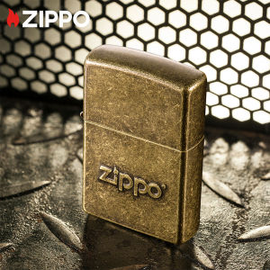Zippo Antique Brass Windproof Pocket Lighter Stamped with Zippo Logo Zippo 28994