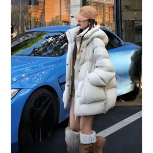 Womens Winter Thickened Loose Bread Style down Jacket Warm Mid-Length Coat Korean Style Commute Straight Tube Polyester