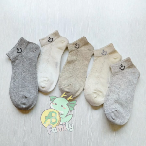 X6 Kaus Kaki Wanita Fashion Cute Pendek Motif Smile Bahan Premium