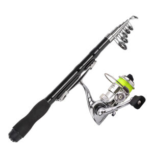 1.5M Winter Ice Fishing Rod Combos with Telescopic Carbon Fishing Pole Metal Spinning Reels Sets for Travel Poles Tackle Outdoor