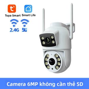 Camera Wifi PTZ Tuya 6MP HD Với Tầm Nhìn Ban Đêm Màu Sắc AI Tự Động Theo Dõi Sử Dụng Trong Nhà Và Ngoài Trời Camera IP An Ninh CCTV Giám Sát Âm Thanh Và Video