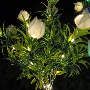 Solar Waterproof Gardenia Flower Lamp Outdoor Decor Light for Lawn Pathway Cemetery Graveyard Yard