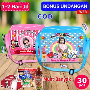 [Selempang] Tas Ulang Tahun Bingkisan Animal Kebun Binatang / Tas Snack Ultah Anak / Tas Ultah Snack Karakter