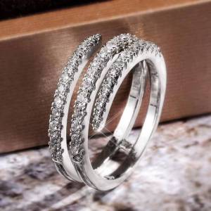 Huitan Geometric Women Ring Shiny Cubic Zircon Bridal Engagement Wedding Party Accessories Fancy Gift Simple Stylish Female Ring