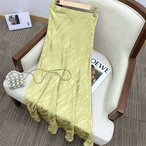New Import High Waist Mid-Length Half Skirt Soft Draping Acetate Silk Embroidery Elegant Commute Style Ladies Skirt