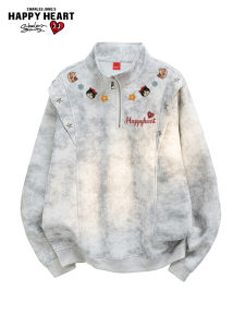 CHARLES JANGS HAPPY HEART | American Mandarin Collar Tye Dye Casual Hoodie