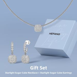 HEFANG Jewelry | Starry Cube Elegant Luxe Silver Shimmer Earrings
