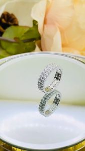 Nhẫn nữ bạc xi bạch kim full đá CZ Nhẫn bạc nam nữ đeo ngón trỏ bạc ý S925 mạ vàng trắng nhẫn ngón cái sang trọng đẹp - KIMLOCPHAT NXF2HD