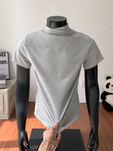 ZHUOCAN | Grey High Collar Stylish T-shirt