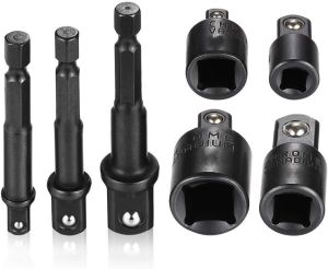 4/7PCS Impact Socket Adapter Set 1/4" 3/8" 1/2" SAE Drill Socket Adapter Set Square and Hex Drive for Impact Driver Wrench