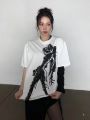 KPOP Aespa Whiplash Limited Editionเสื้อยืดแขนสั้นผ้าฝ้ายKARINA GLSELLEฤดูหนาวNINGNINGเดียวกันพิมพ์หลวมอะนิเมะTechno Top. 
