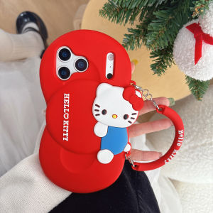 Sanrio | Ins Style Cartoon Hello Kitty Phone Case For iPhone 17 16 15 14 13 12 Pro Max 17 Pro Shockproof Cover With Handle Kitty Lanyard