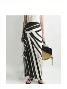 Elastic Silk Geometric Print Wrap Skirt