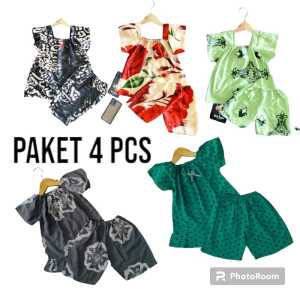 PAKET 4 PCS SETELAN DASTER ANAK BATIK DAN MOTIF BAHAN KATUN RAYON RANDOM WARNA USIA 1 BULAN SAMPAI 5 TAHUN