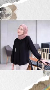 SENNA STORE Baju Atasan Viral Kira Blouse Bahan Crepe Terbaru 2023 Variasi Kancing Depan Simple OOTD