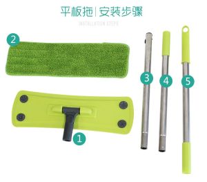 Large Size Stainless Steel Flat Mop Cloth Clamp Hand Wash Free Static Dust Removal Mop for Lazy Cleaning Home Floor Tools