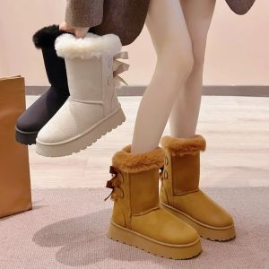 Womens Snow Boots 2024 Winter New Fashion Plush Platform Shoes Outdoor Warm Boots Women Shoes Bota Camurca Cano Longo