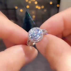 Fashion Prong-Set Crystal Wedding Ring Full Set Zircon Band for Bride & Party Trendy Romantic Accessory