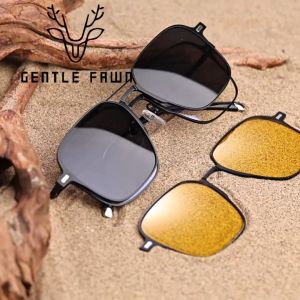 GENTLE FAWN Kacamata Antiradiasi Blueray Free 2 Clip On Polarized Kotak Pria dan Wanita Bisa Minus Antiardiasi Blueray Photcromic Fashion Terbaru 7009