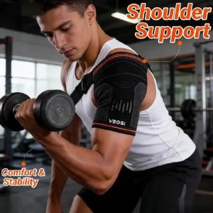Shoulder Compression Support Brace Adjustable for Men Women Detachable Silicone Padding Sleeve for Rotator Cuff InjuryShoulder
