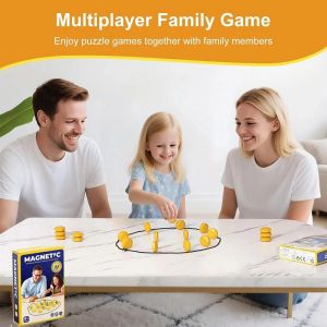 Party Games Magnetic Stones Game Interactive Magnet Board Strategy Game Family Kids Adults Portable Magnetic Stones Play Set ！ #