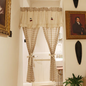 American Country Style Cotton Linen Door Curtain Semi Curtain Partition Curtain Screen Door Curtain Small Curtain Bathroom Door