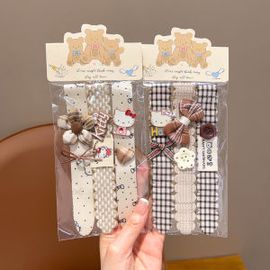 Autumn Winter Brown Butterfly Knot Hairband Girls Cute Cartoon Magic Sticker No Damage Fringe Hair Accessories for Kids