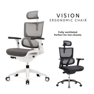 TAKEASEAT | VISION Ergonomic Office Chair Unique Lumbar Support Fully Ventilated Mesh Petite Size User 140cm Tall Onward