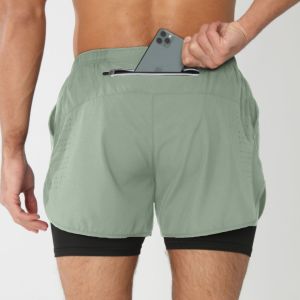 2025New Men Running Shorts Gym Sports Shorts 2 In 1 Quick Dry Workout Training Gym Fitness Jogging Short Pants Summer Men Shorts