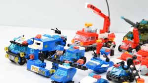 Bricks Balok Model Police Navy Fire Truck 3D Puzzle Balok Susun Mainan Edukasi Anak 5/6 Tahun+