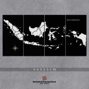 Hiasan dinding kamar aesthetic Poster kayu peta indonesia 1set Wall decor