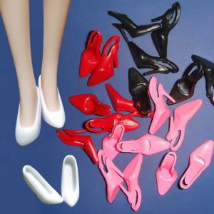 High-End Two-Tone High Heels for Doll Costume Changes White Pointed-Toe Shoes Six Inches Long 2cm New Premium Doll Accessories