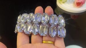 Exaggerated White Square Rhinestone Elastic Bracelet for Women and Men Wide Bracelet Daily Accessories Jewelry Gifts