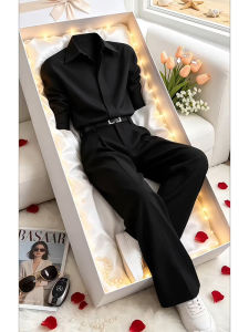 British Dapper Refined Black Shirt and Trousers Set