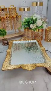 Dulang Hantaran Keemasan Dulang Hidangan Dulang Majlis Perkahwinan Rectangle Wedding Serving Tray Gold Deco Tray   Table Decor Tray Kitchen Counter Decor Tray