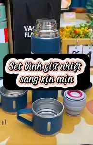 Bộ Bình Giữ Nhiệt Có Kèm 2 Cốc 500ML Lõi Inox Cao Cấp Fullbox Làm Quà Tặng Sang Trọng