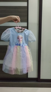 Baby Girl Frozen Elsa Princess Gauze Dress Rainbow Colourful Dress Skirt Girls Kids Fashion Disney Queen Elsa Dress C095