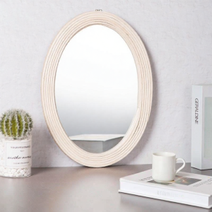 HUAYASEN | Decorative Wicker Oval Mirror for Art Photography Background