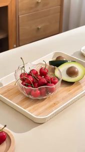WORTHBUY | WORTHBUY Large Capacity Rectangular Plastic Storage Tray Reusable Food Serving Tray Tea Dessert Fruit Tray Kitchen Organizer