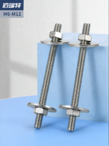 BAIRUITE | Stainless Steel Threaded Rod Nut Set Flat Washer Bolt Wall Screw Cap Long Screw M6-M12