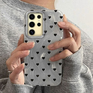Black Heart Love Cute Women Girls Phone Case For Samsung Galaxy S24 S22 S23 S25 Edge S21 Plus S20 FE Ultra Shell TPU Back Cover