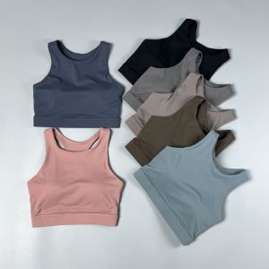 Nude Feel Brushed High Intensity Removable Chest Pad Hollow out Beautiful Back Sports Bra Women Yoga Fitness Bra Breathable Quick Dry Fixed Strap Nylon