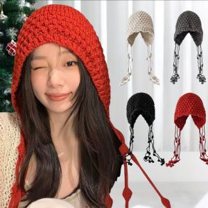 Knitted Tassel Knitted Hat for Women Winter 2025 New Woolen Hat Ear Protection Warm Hat Chic Christmas Headwear