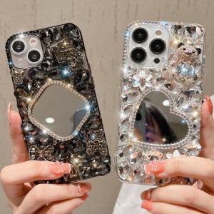 Creative Bear Rhinestone Silicone Phone Case for Apple iPhone 16/17 pro Max Heart Shaped Protective Cover Female Style Soft Shell