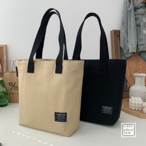 กระเป๋าผ้าใบ Canvas Tote Bag ทรงกระเป๋าสะพายไหล่แบบลำลองสำหรับนักเรียนและนักศึกษา ความจุขนาดใหญ่ กระเป๋าใส่เอกสาร กระเป๋าใส่คอมพิวเตอร์