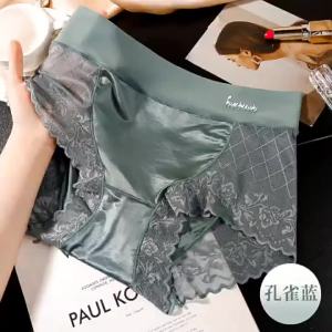 ขายร้อน [ จัดสินค้าจากประเทศจีน ]2025 สินค้าใหม่ผ้าซาตินระดับไฮเอนด์หรูหราเบาๆลูกไม้เอวสูงเก็บหน้าท้องกางเกงในผู้หญิงไซส์ใหญ่รัดสะโพกผ้าฝ้ายแท้เป้าระบายอากาศเซ็กซี่กางเกงใน SSC1014